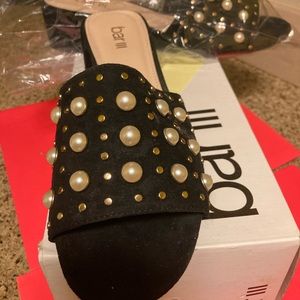 Bar lll JAZZY mules, worn once. Eclectic studs and pearls. Dress up/down